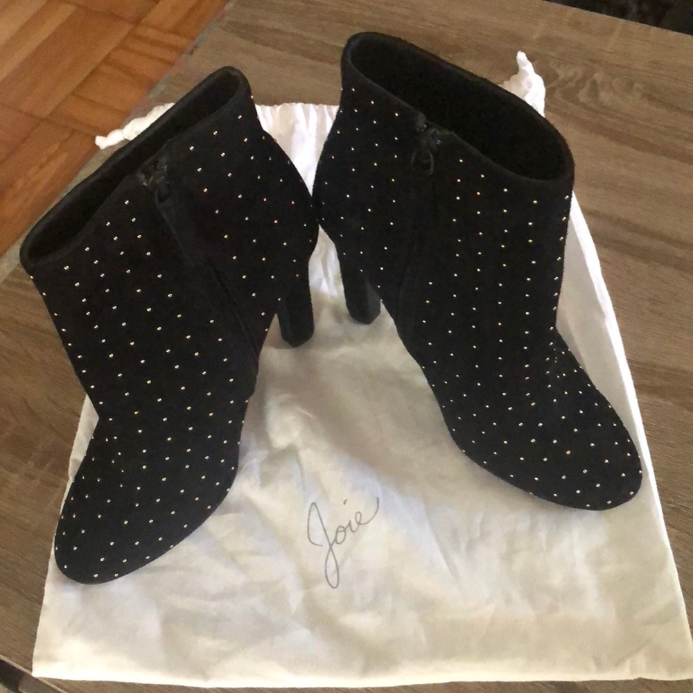 Joie Hachrio Suede Gold Studded Heeled Booties